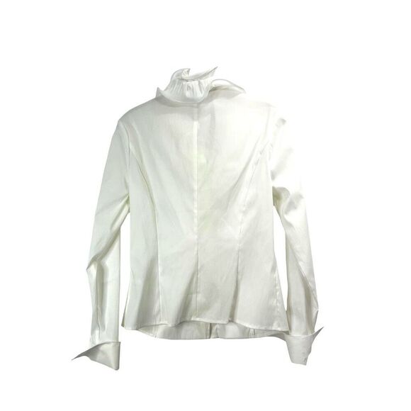 Samuel Dong wired ruffle collar button up shirt top Size S white - Picture 6 of 7